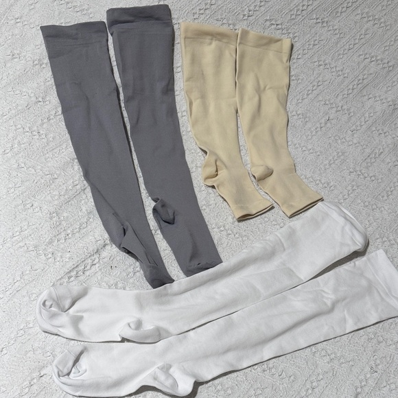 Compression Men's Over-the-Knee Sock/Stocking- Gray, Beige, and White XL - Picture 1 of 1